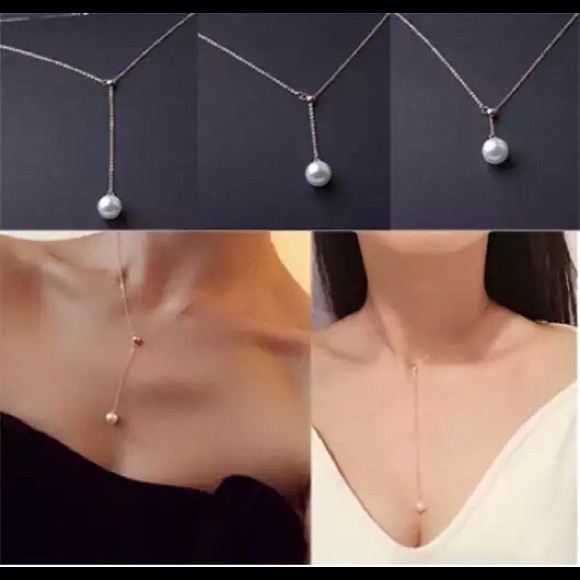 ‼️3/$30 Pearl Lariat Dainty Gold Choker Necklace - Picture 3 of 7